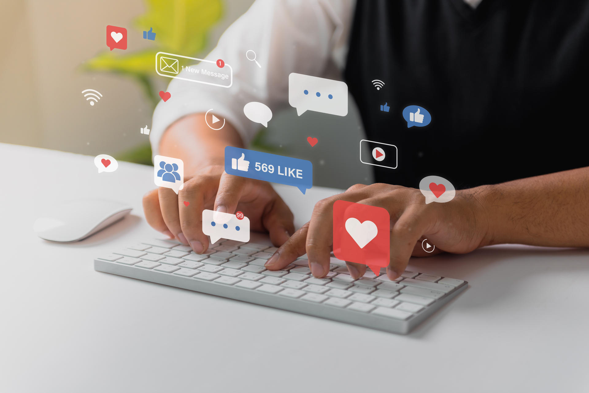 social media marketing man on laptop